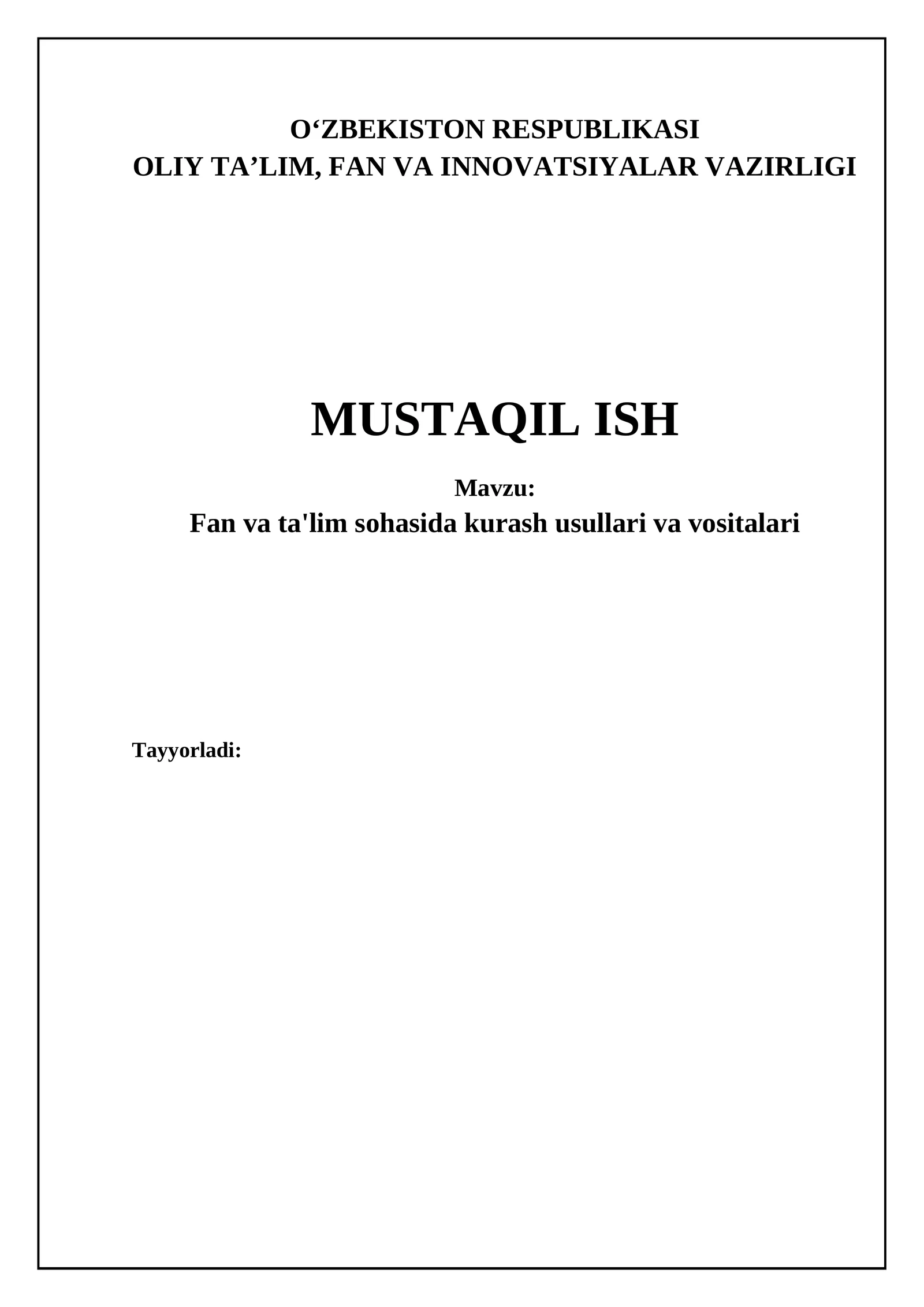 Fan va ta'lim sohasida kurash usullari va vositalari
