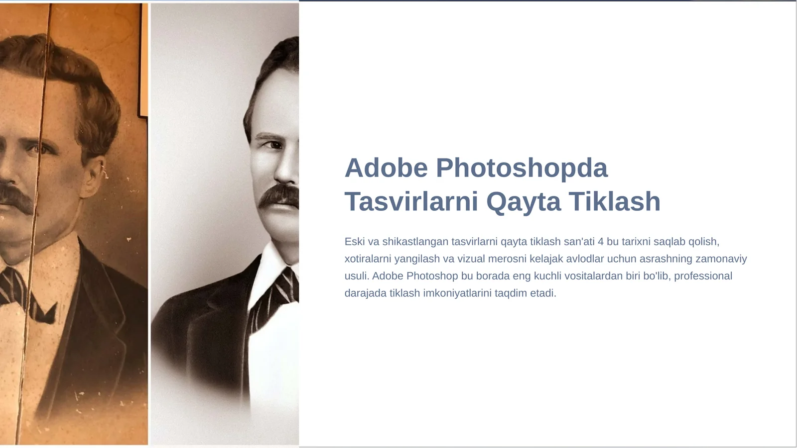 Adobe Photoshopda Tasvirlarni Qayta Tiklash