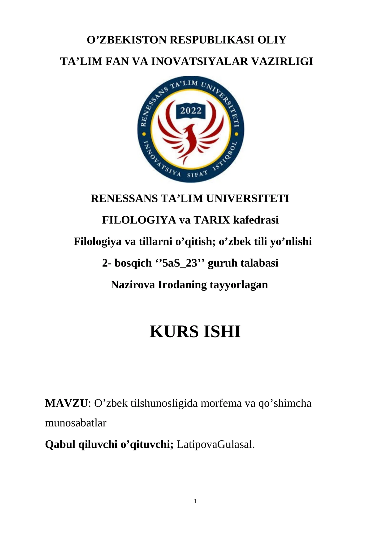 O’zbek tilshunosligida morfema va qo’shimcha munosabatlar