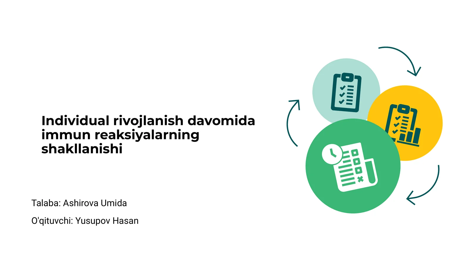 Individual rivojlanish davomida immun reaksiyalarning shakllanishi