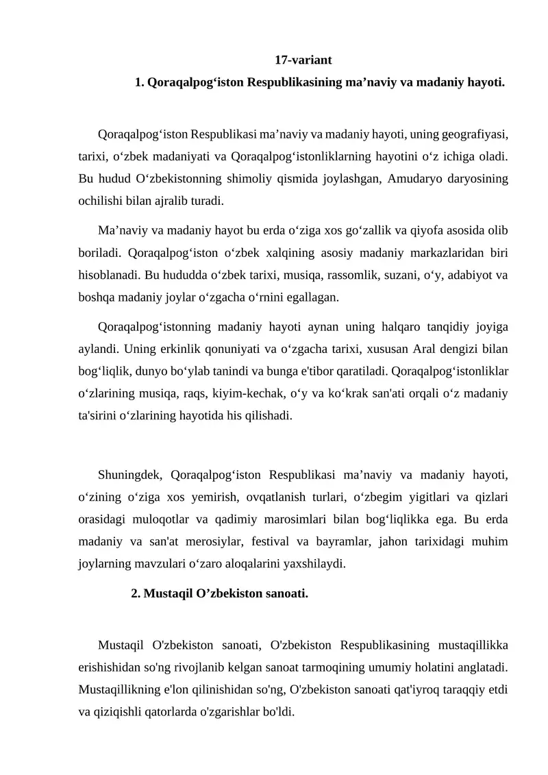 Qoraqalpog‘iston Respublikasining maʼnaviy va madaniy hayoti