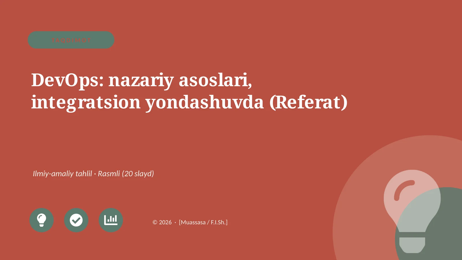 DevOps: nazariy asoslari, integratsion yondashuvda (Referat)