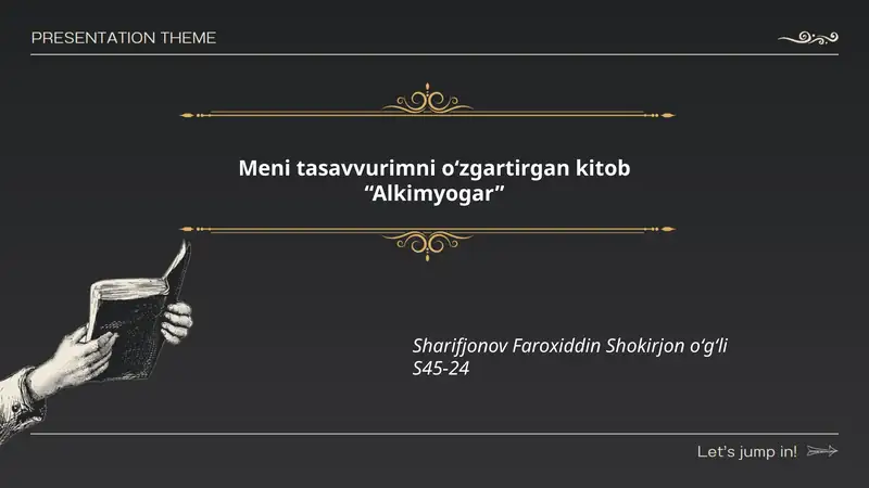 Meni tasavvurimni oʻzgartirgan kitob “Alkimyogar”