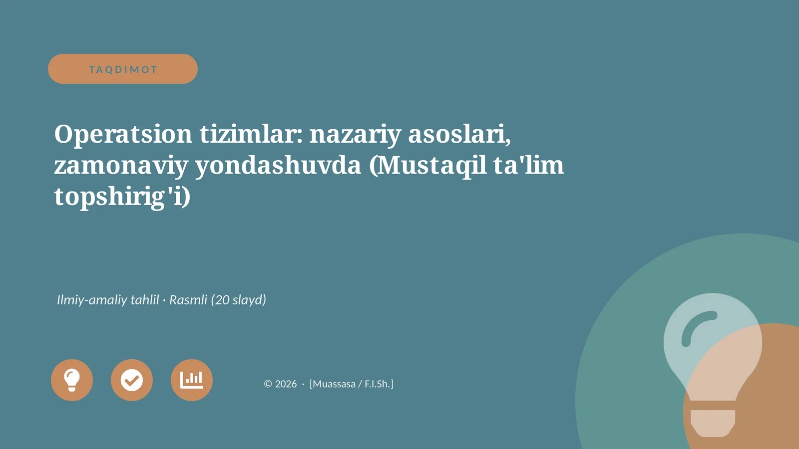 Operatsion tizimlar: nazariy asoslari, zamonaviy yondashuvda (Mustaqil ta'lim topshirig'i)
