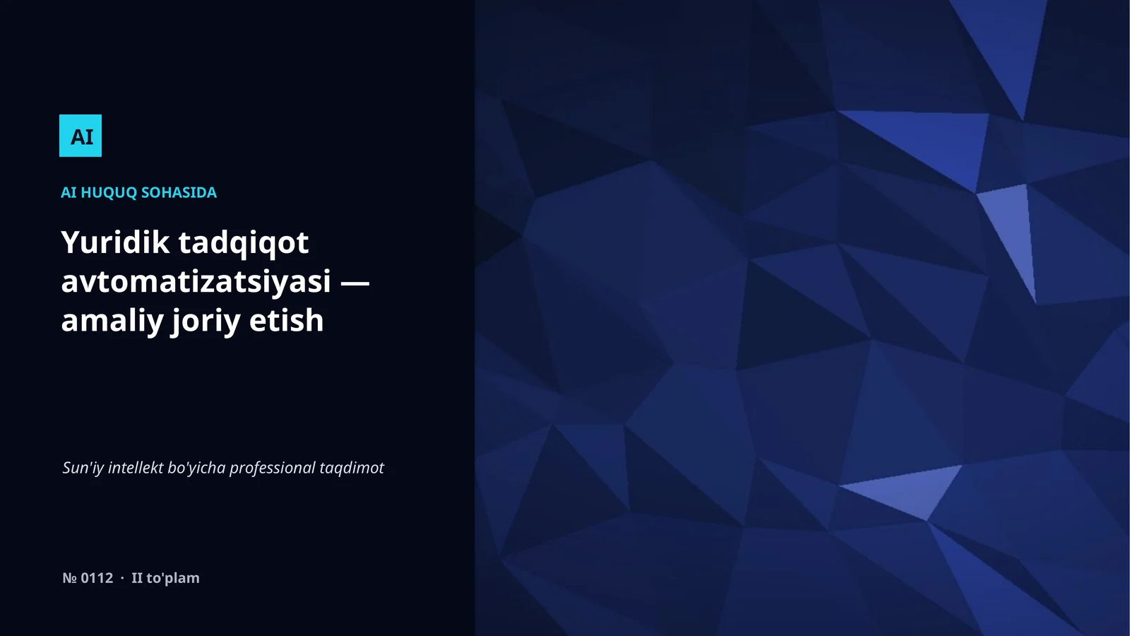 Yuridik tadqiqot avtomatizatsiyasi — amaliy joriy etish