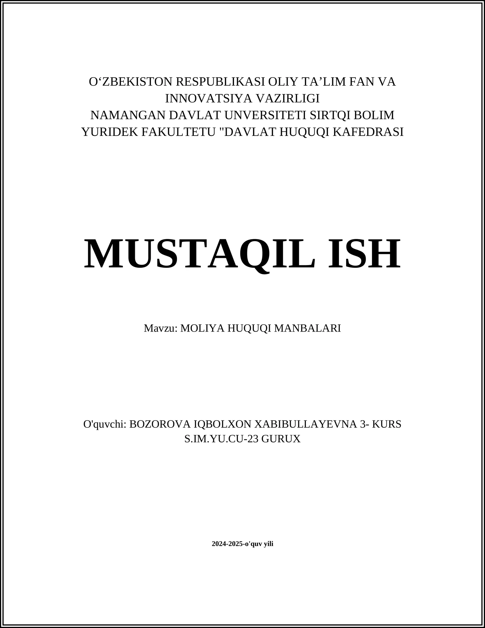 Moliya Huuqi Manbalari