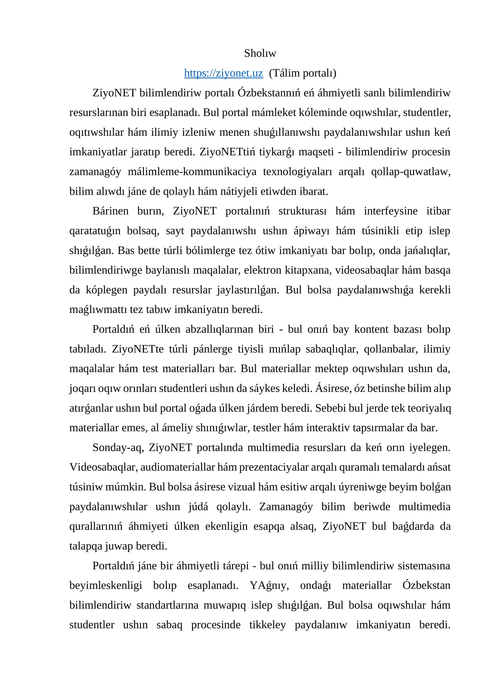 Sholıw