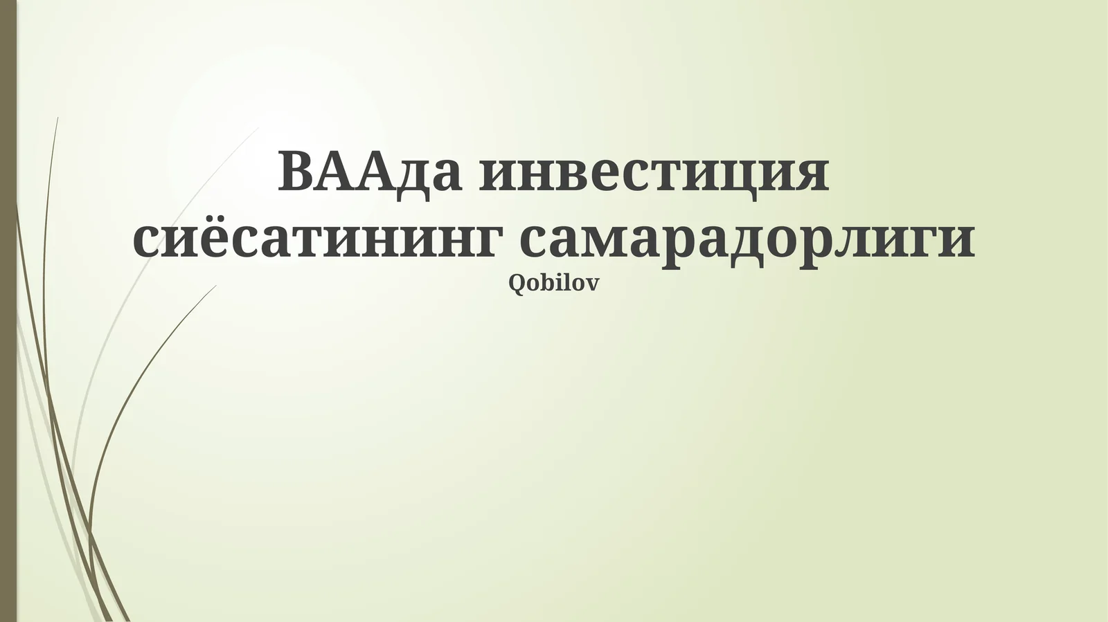 BAAда инвестиция сиёсатининг самарадорлиги