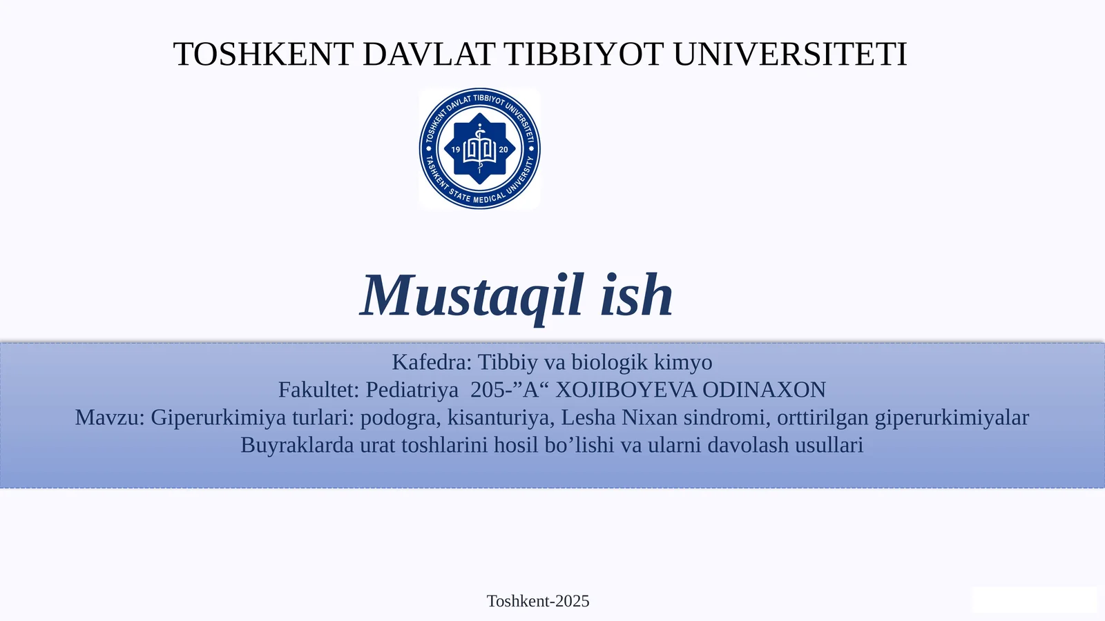 Giperurkimiyaturlari:podogra,kisanturiya,LeshaNixansindromi,orttirilgangiperurkimiyalar