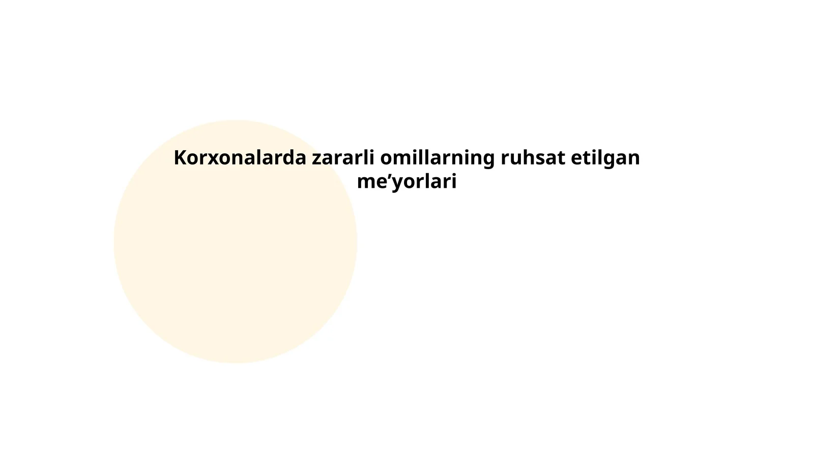 Korxonalarda zararli omillarning ruhsat etilgan me’yorlari