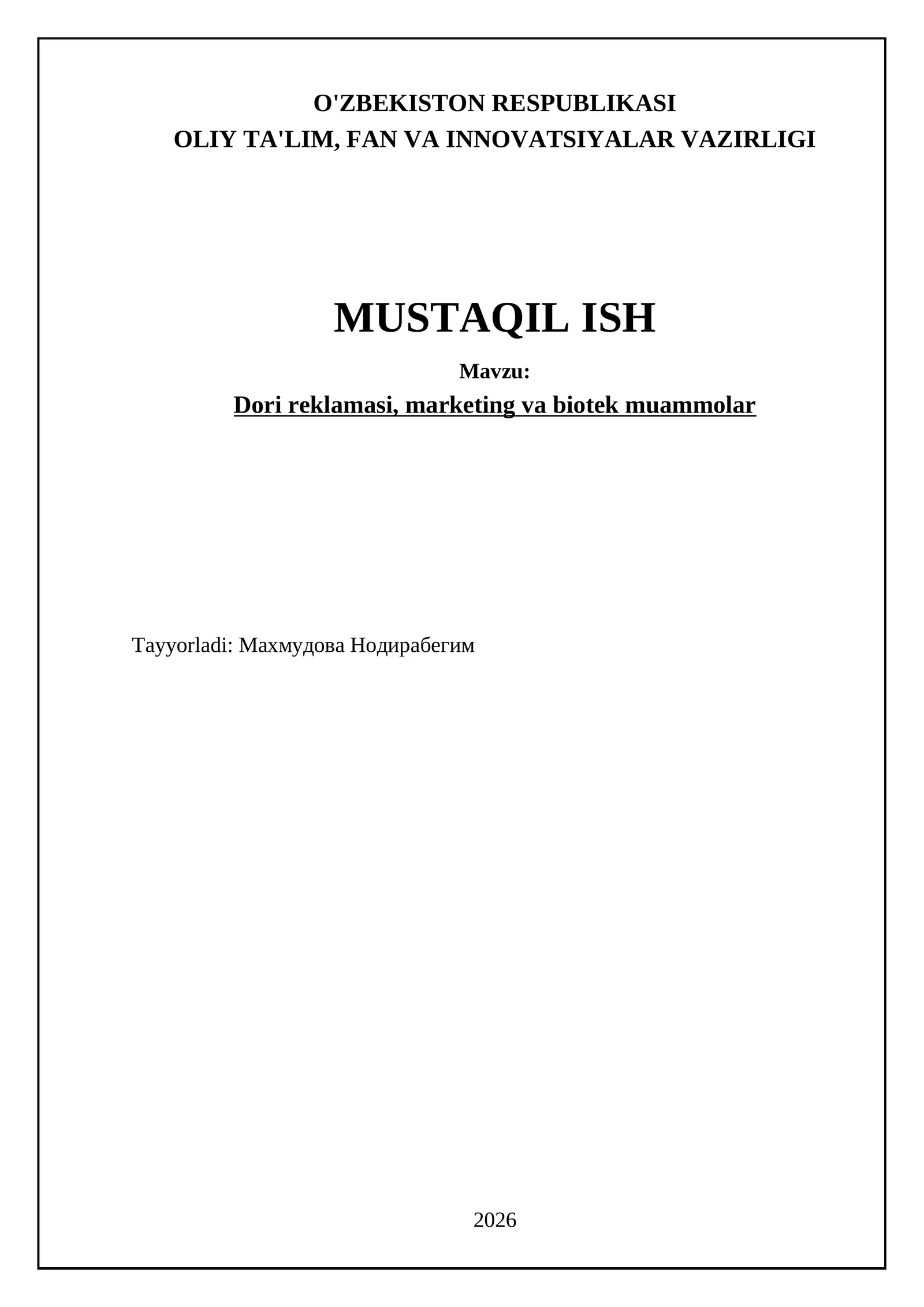 Dori reklamasi, marketing va biotek muammolar
