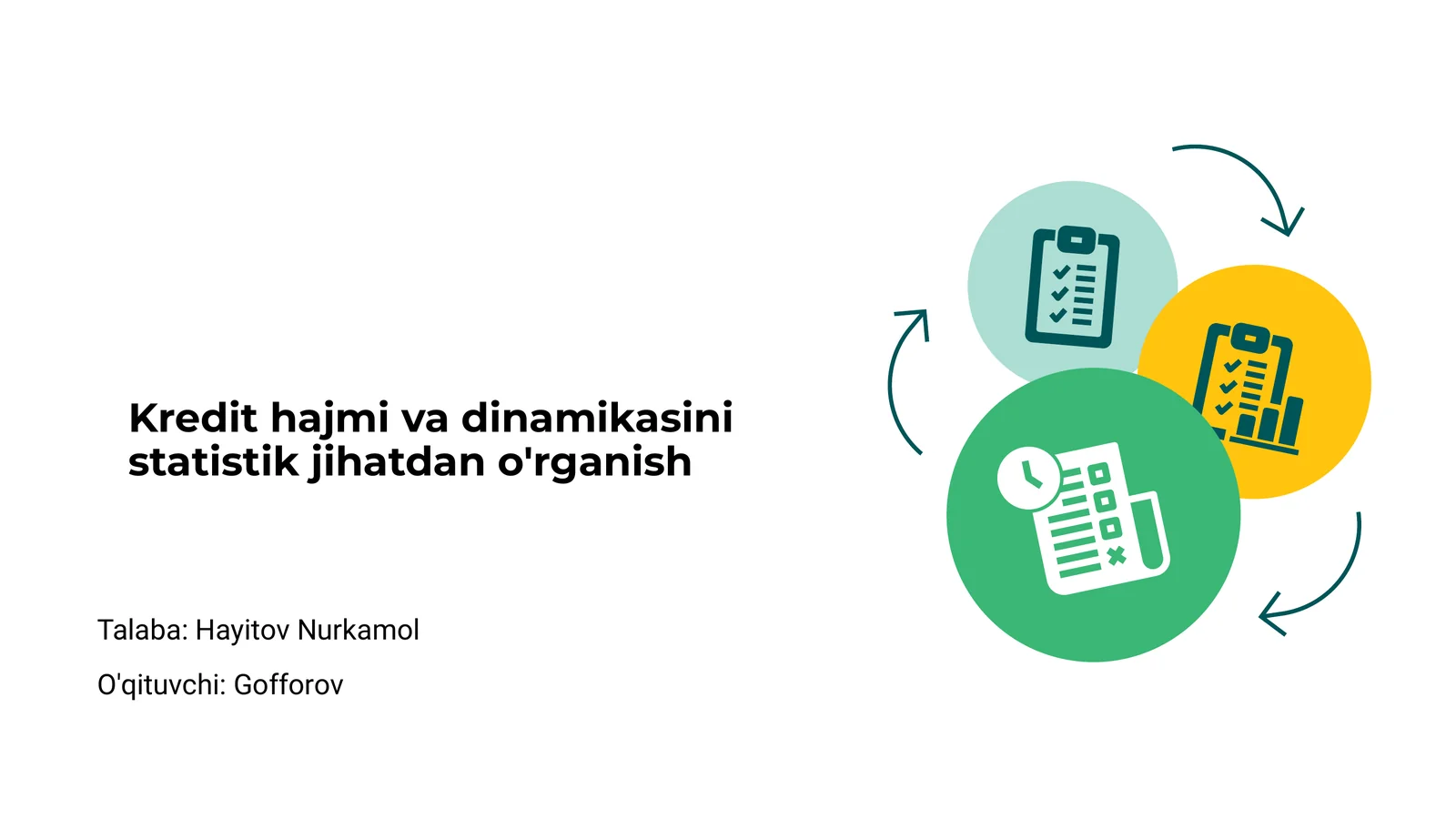 Kredit hajmi va dinamikasini statistik jihatdan o'rganish