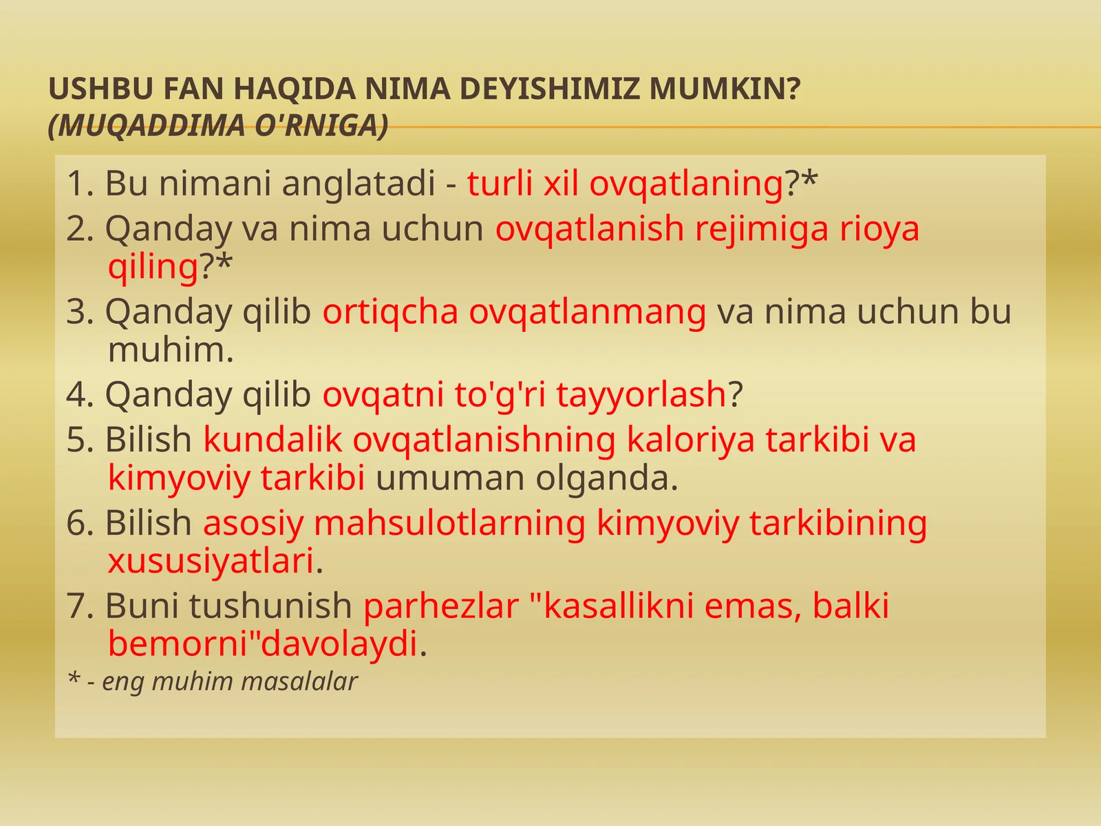 Ushbu fan haqida nima deyishimiz mumkin?