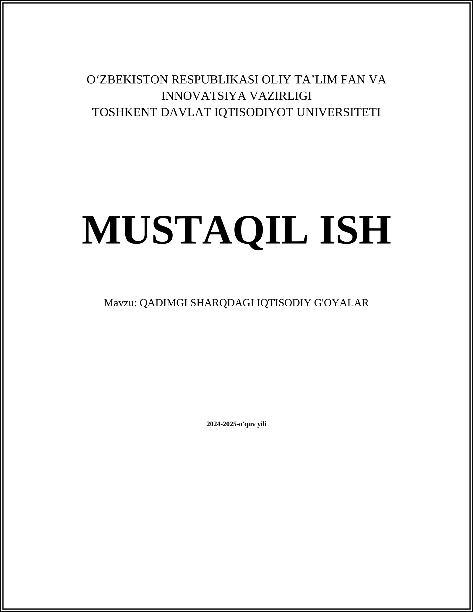 Qadimgi Sharqdagi Iqtisodiy G'oyalar