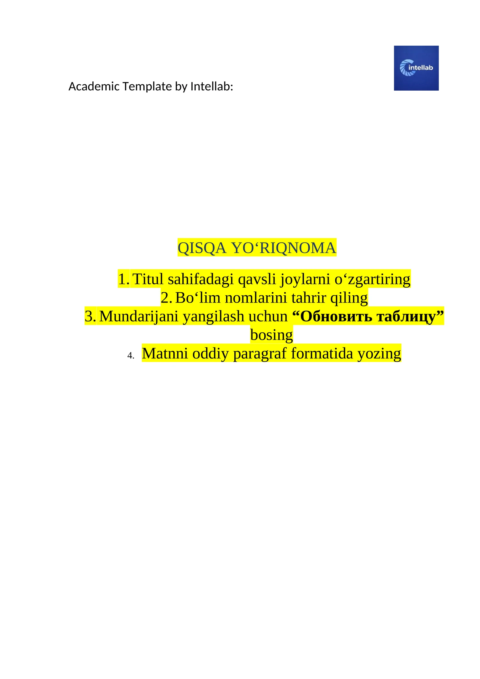 Diplom ishi word shabloni