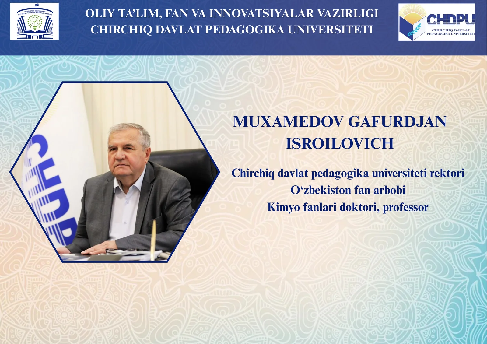 MUXAMEDOV GAFURDJAN ISROILOVICH