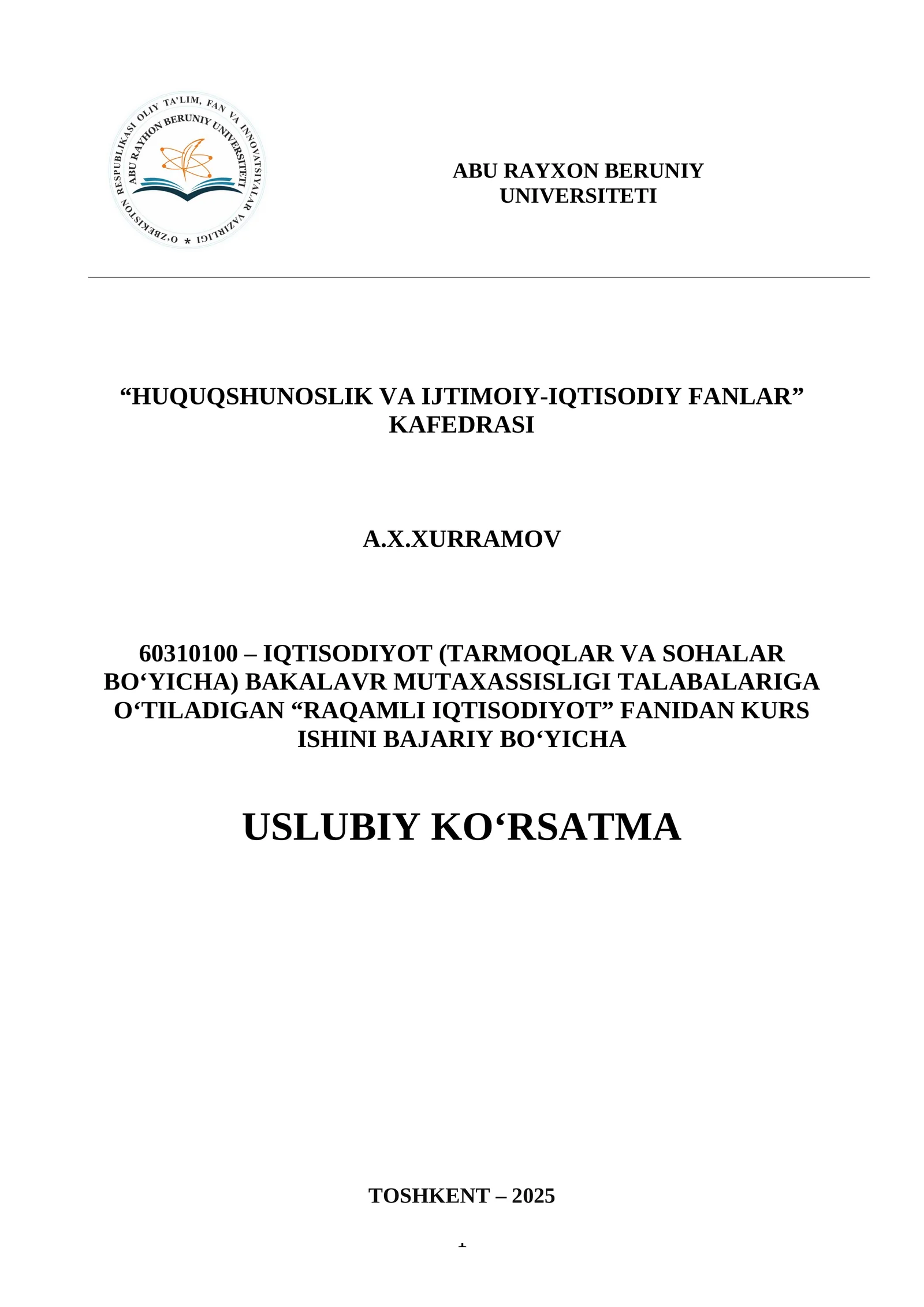 RAQAMLI IQTISODIYOT