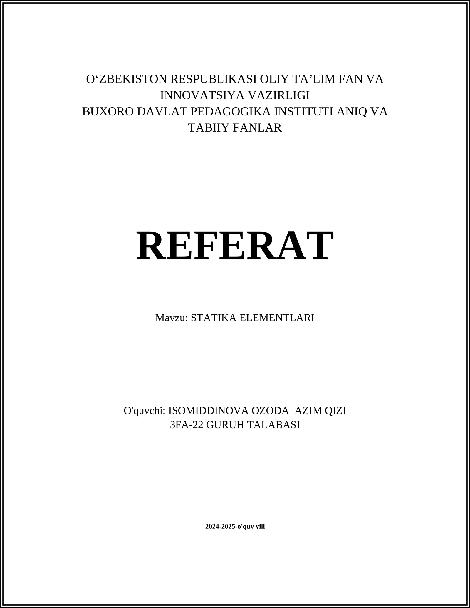 STATIKA ELEMENTLARI