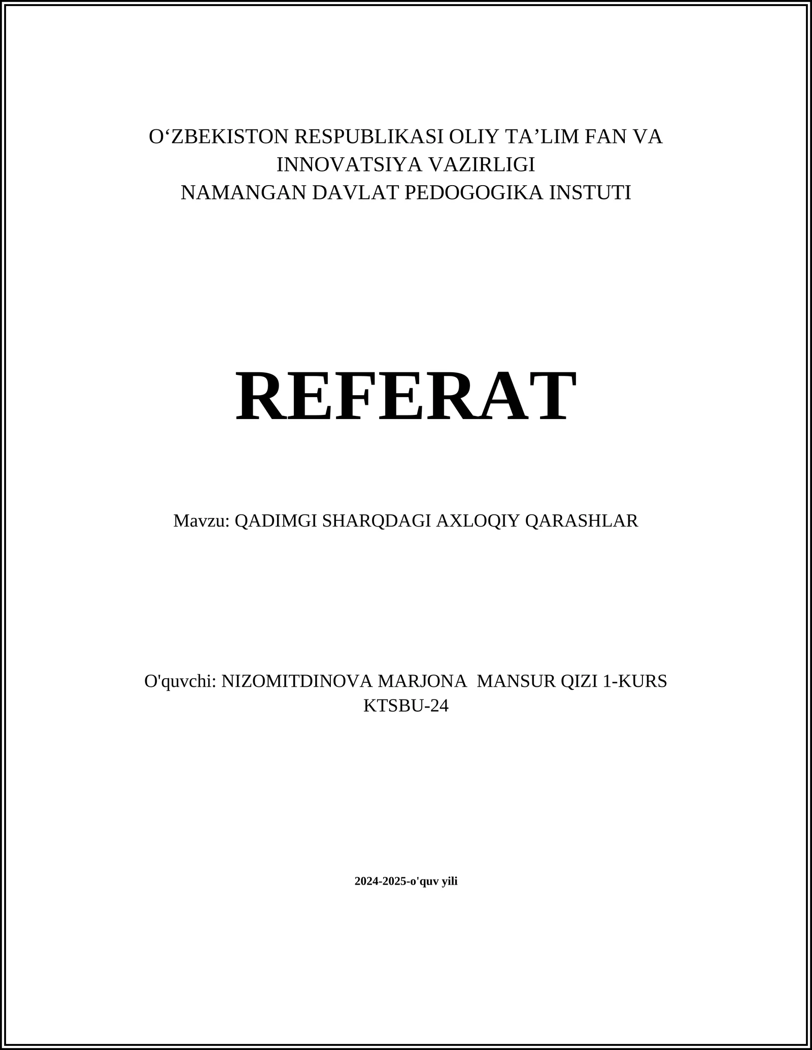 QADIMGI SHARQDAGI AXLOQIY QARASHLAR