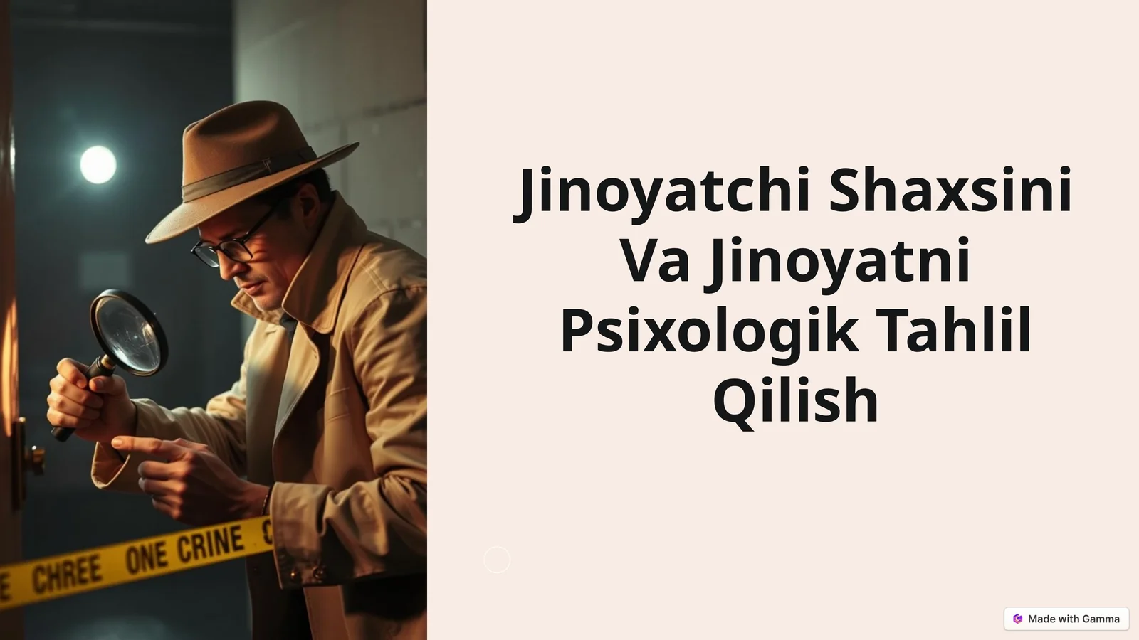 Jinoyatchi Shaxsini Va Jinoyatni Psixologik Tahlil Qilish