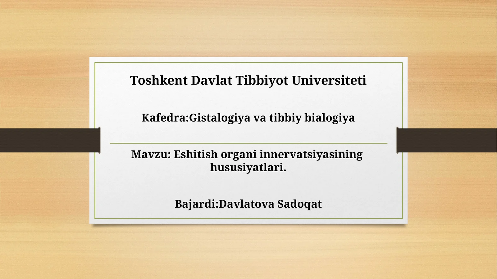 Eshitish organi innervatsiyasining xususiyatlari