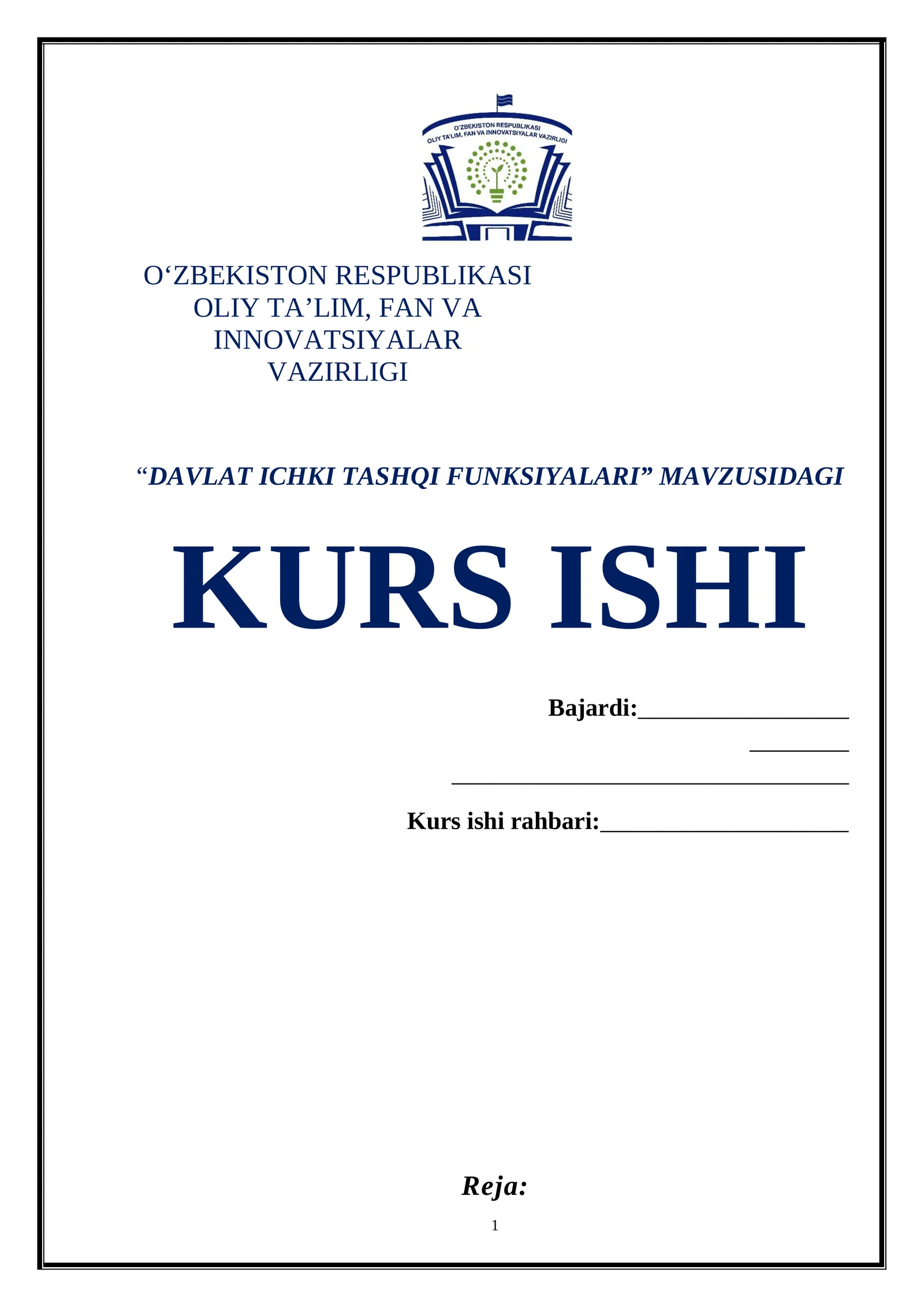 DAVLAT ICHKI TASHQI FUNKSIYALARI