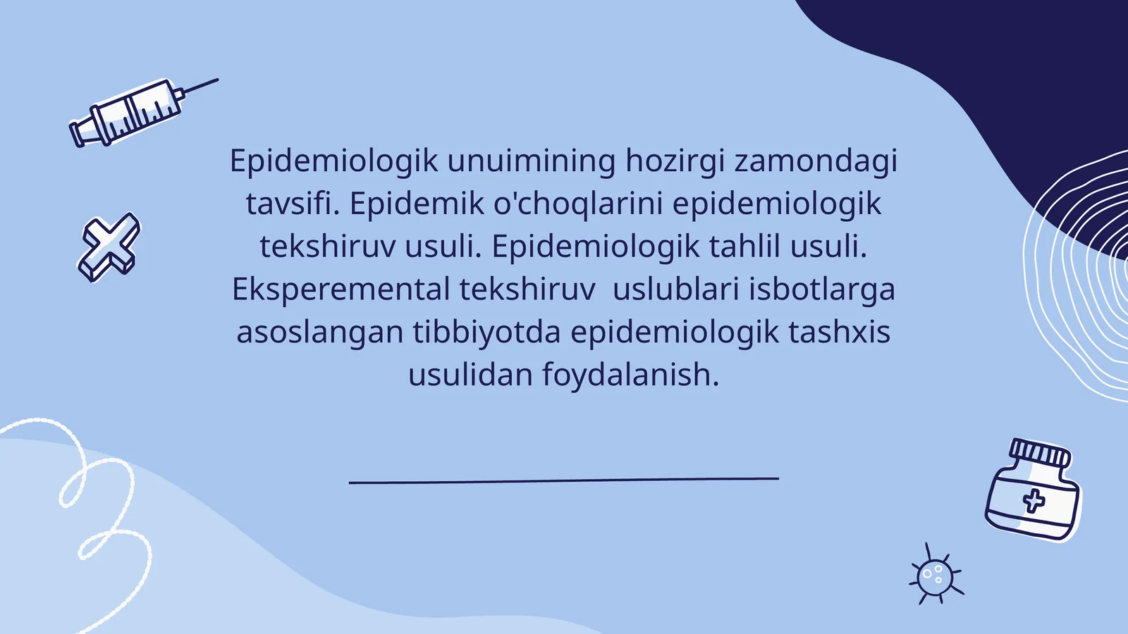 Epidemiologik kunuimining hozirgi zamonidagi tavsifi. Epidemiko'choqlarining epidemiologik tekshiruv usuli. Epidemiologik tahlil usuli. Eksperemental tekshiruv uslublari isbotlarga asoslangan tibbiyotda epidemiologik tashxis usulidan foydalanish