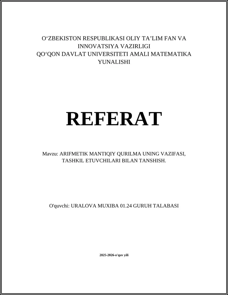 Arifmetik Mantiqiy Qurilma