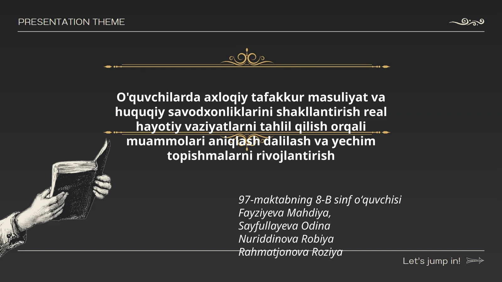O'quvchilarda axloqiy tafakkur masuliyat va huquqiy savodxonliklarini shakllantirish