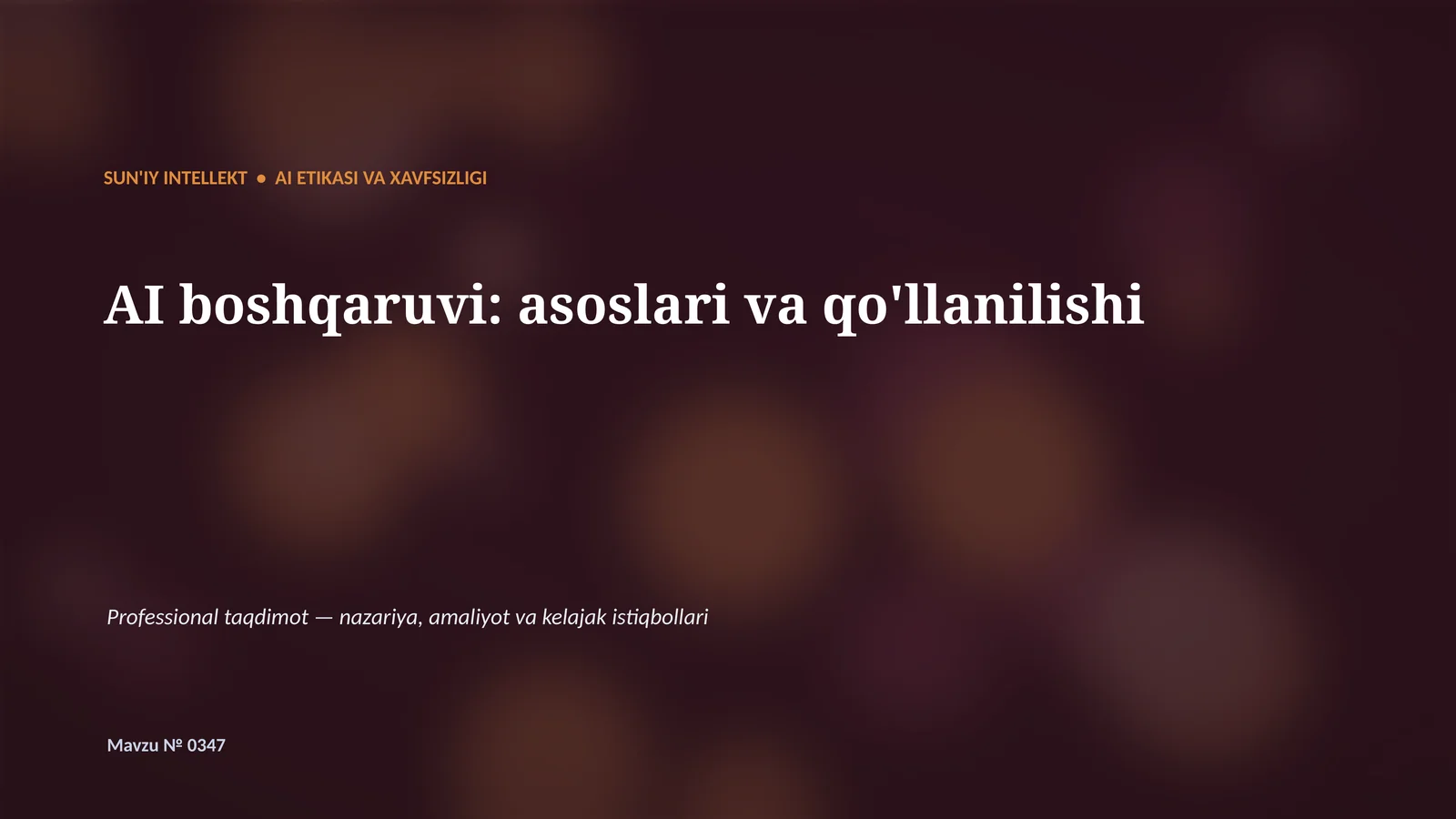 AI boshqaruvi: asoslari va qo'llanilishi
