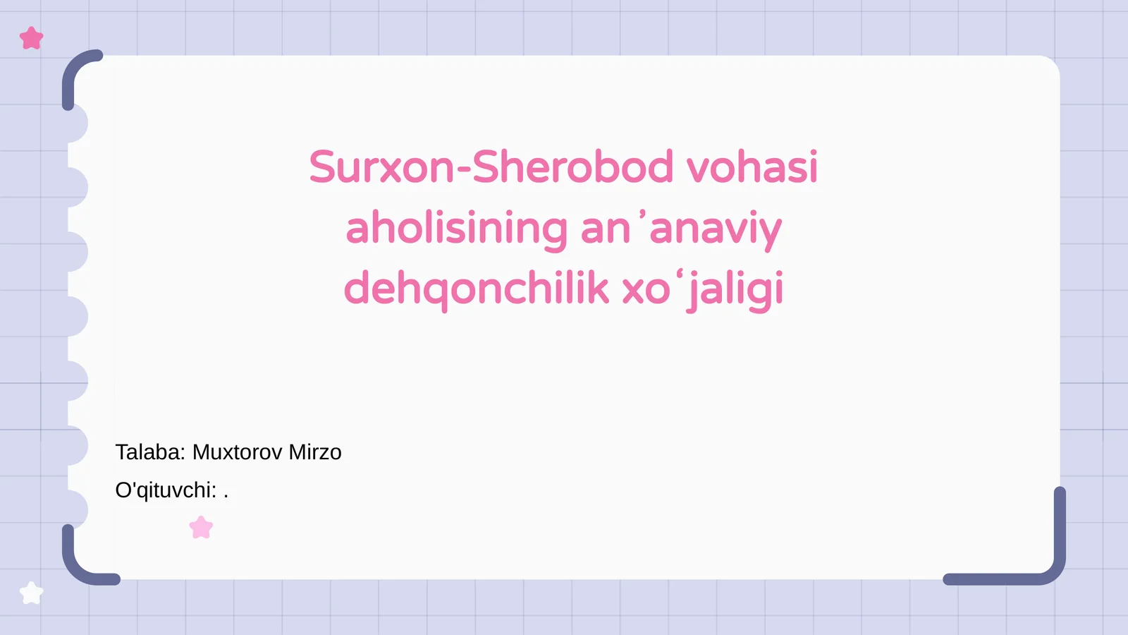 Surxon-Sherobod vohasi aholisining anʼanaviy dehqonchilik xoʻjaligi