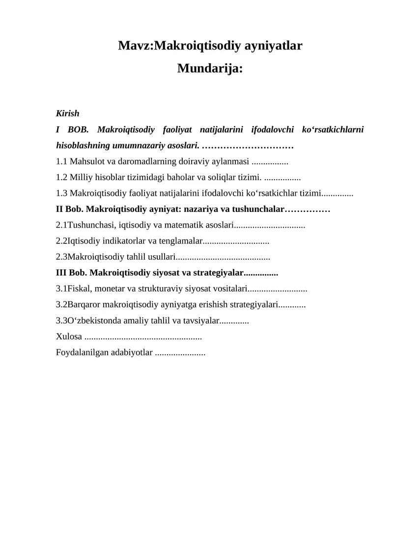 Makroiqtisodiy ayniyatlar