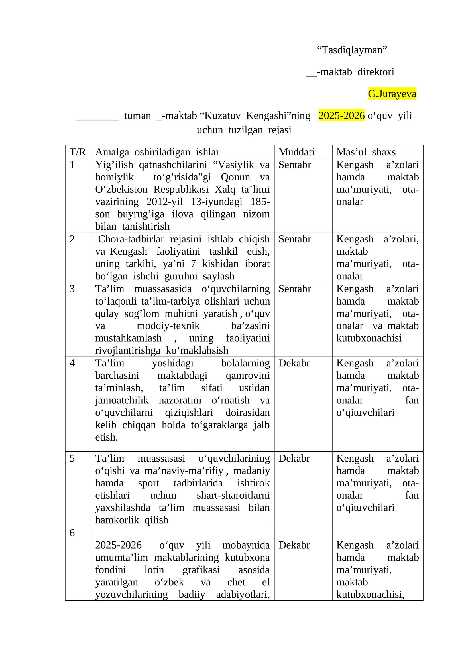 maktab “Kuzatuv Kengashi”