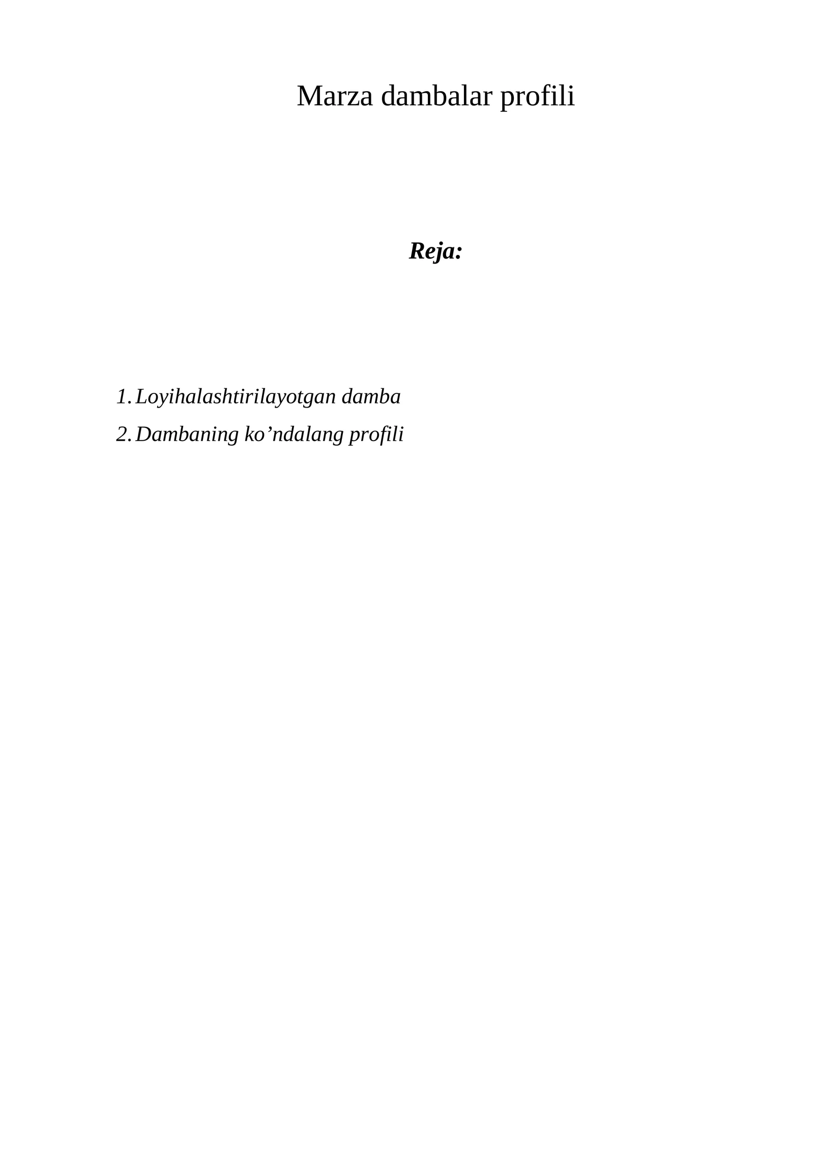 Marza dambalar profili