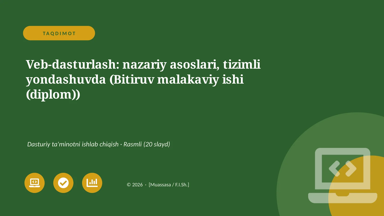 Veb-dasturlash: nazariy asoslari, tizimli yondashuvda (Bitiruv malakaviy ishi (diplom))