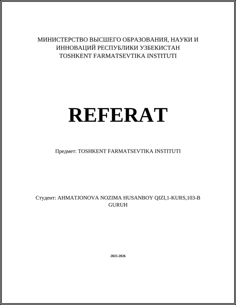 TOSHKENT FARMATSEVTIKA INSTITUTI