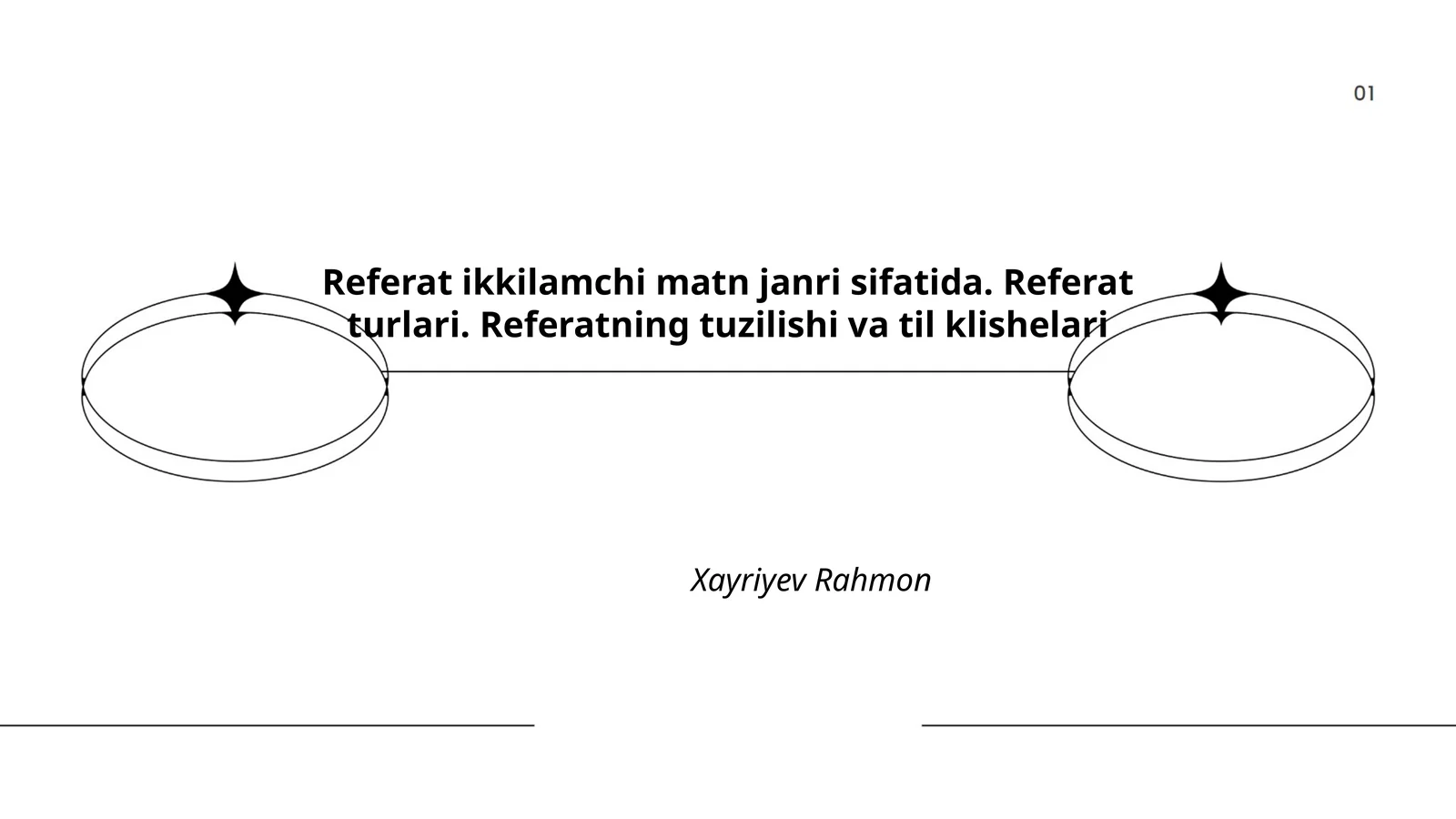 Referat ikkilamchi matn janri sifatida. Referat turlari. Referatning tuzilishi va til klishelari