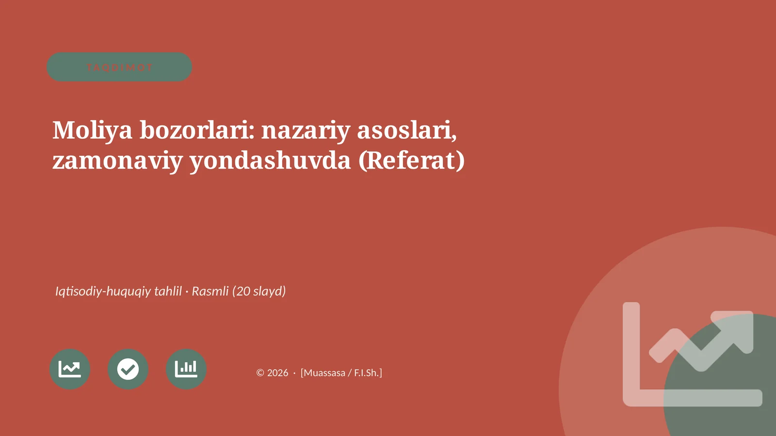 Moliya bozorlari: nazariy asoslari, zamonaviy yondashuvda (Referat)