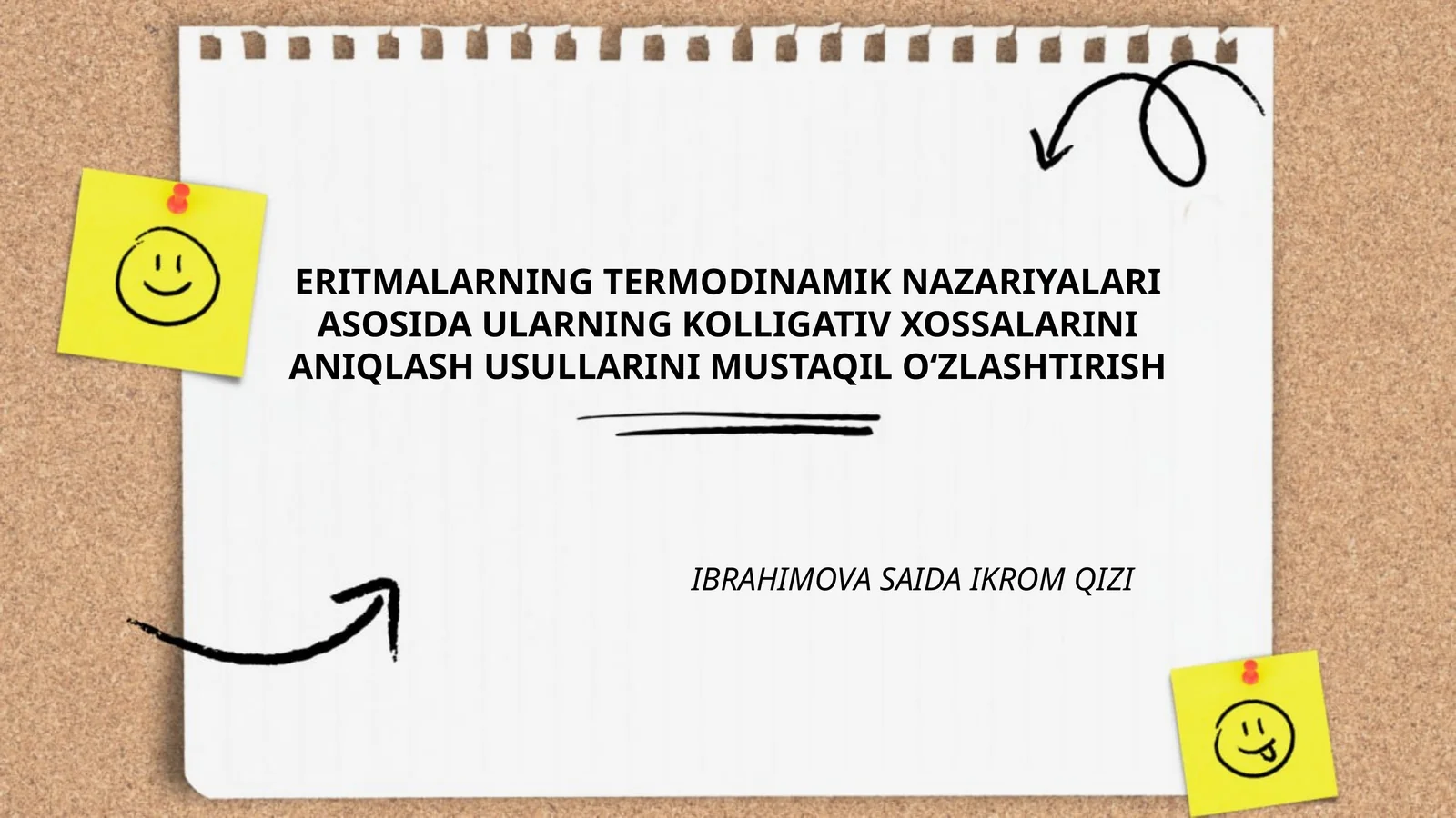 Eritmalar termodinamik nazariyalari asosida ularning kolligativ xossalari