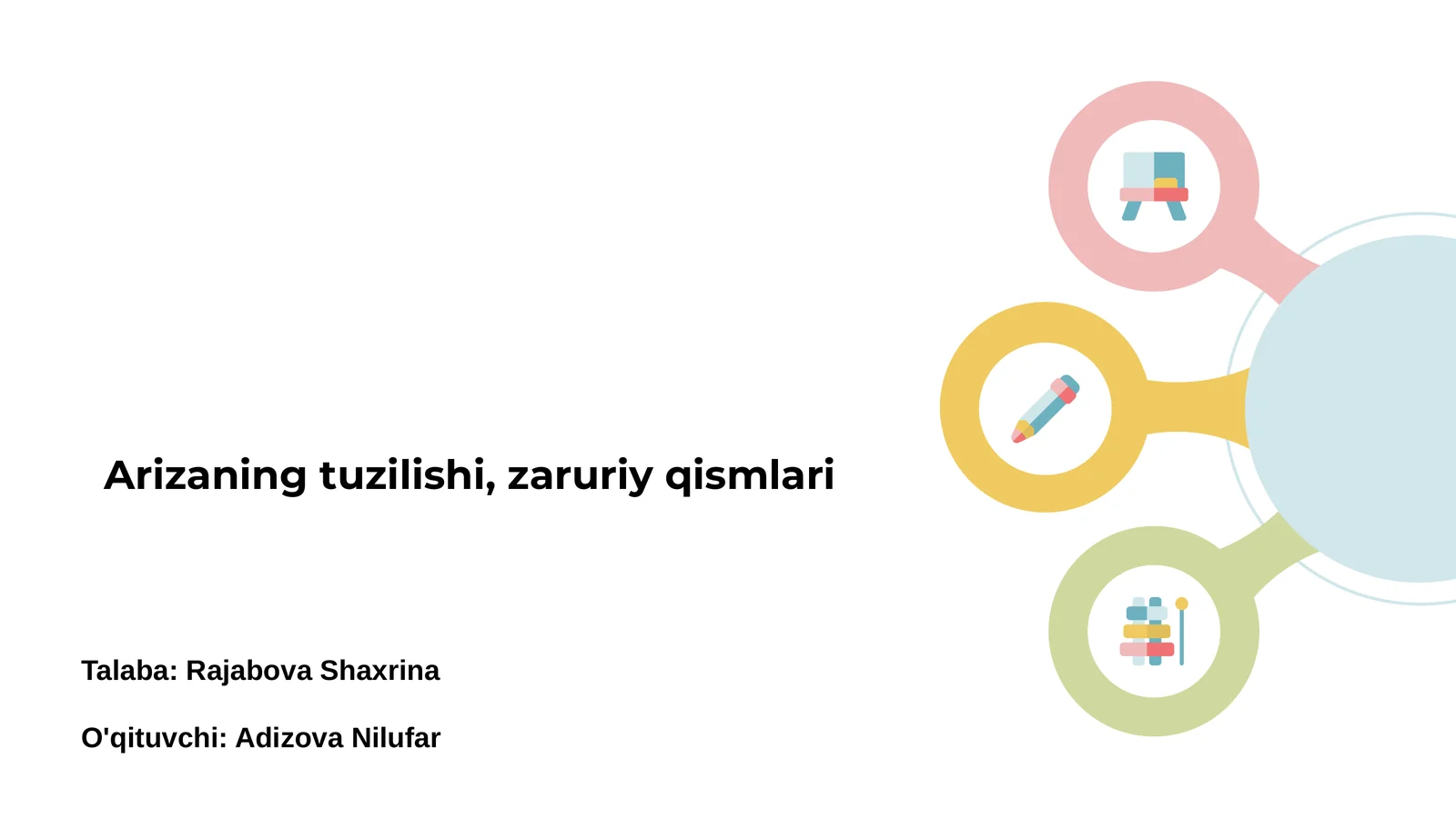 Arizaning tuzilishi, zaruriy qismlari