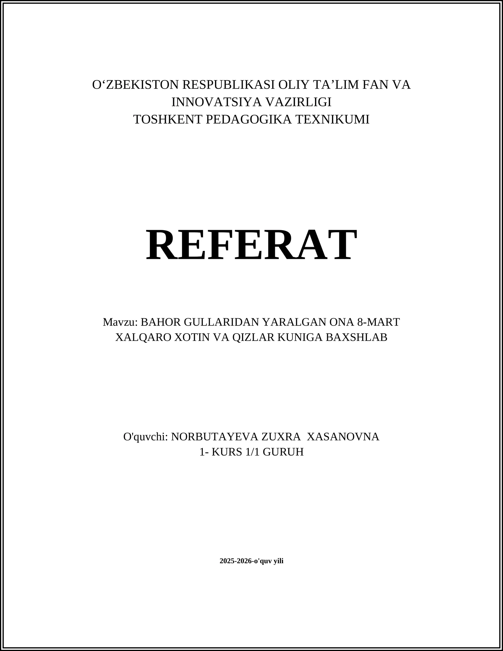 BAHOR GULLARIDAN YARALGAN ONA 8-MART XALQARO XOTIN VA QIZLAR KUNIGA BAXSHLAB