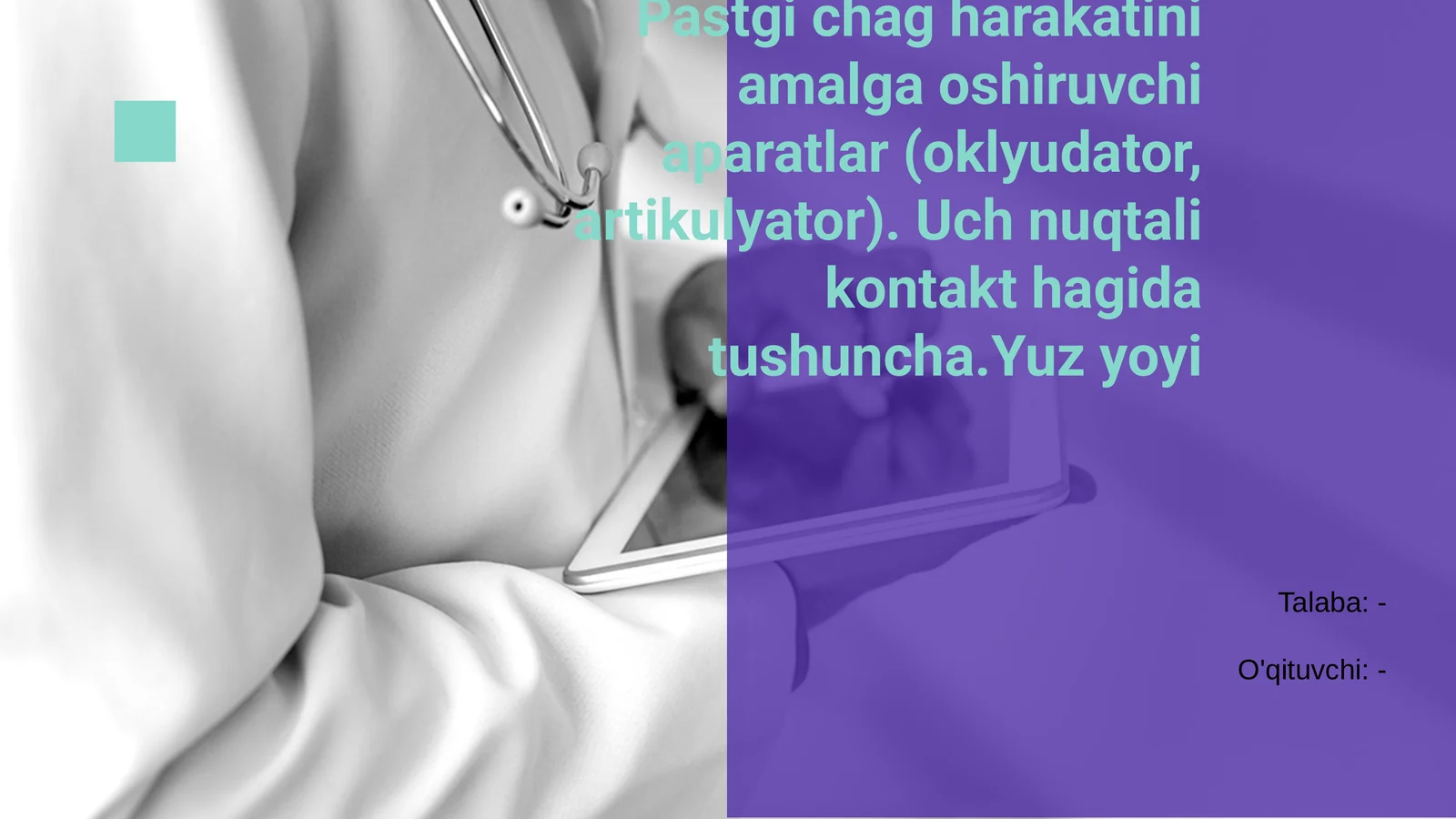 Pastgi chag harakatini amalga oshiruvchi apparatlar