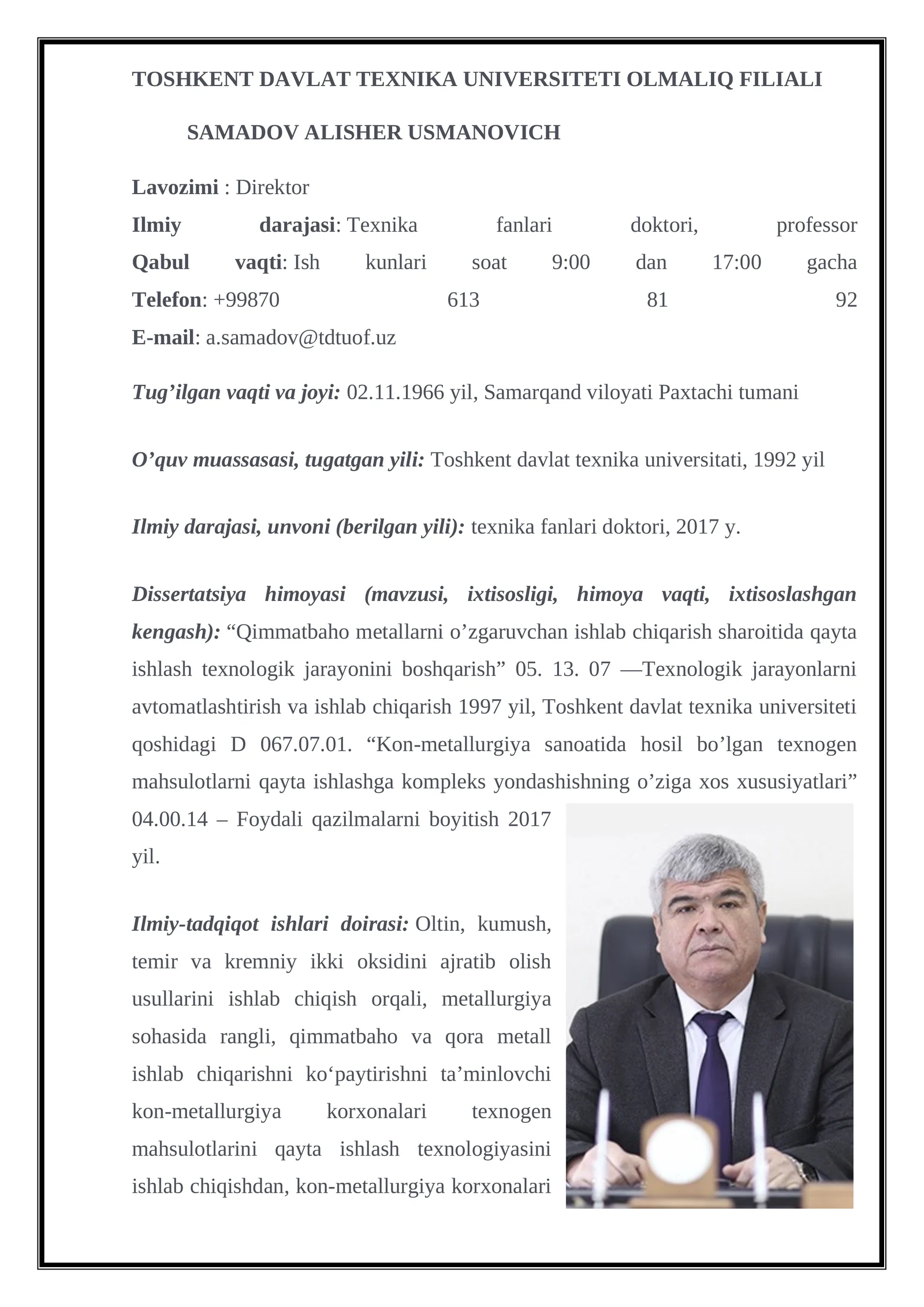 Qimmatbaho metallarni o’zgaruvchan ishlab chiqarish sharoitida qayta ishlash texnologik jarayonini boshqarish