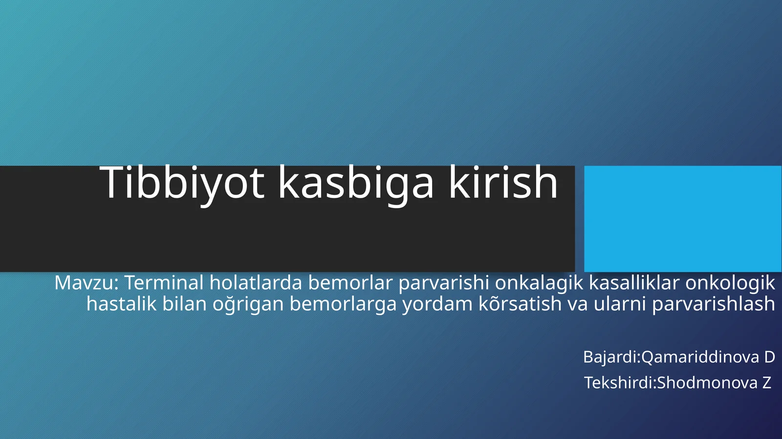 Tibbiyotkasbigakirish