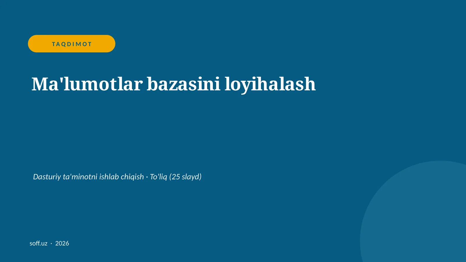 Ma'lumotlar bazasini loyihalash