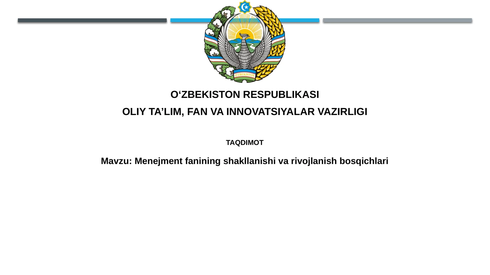 Menejment fanining shakllanishi va rivojlanish bosqichlari