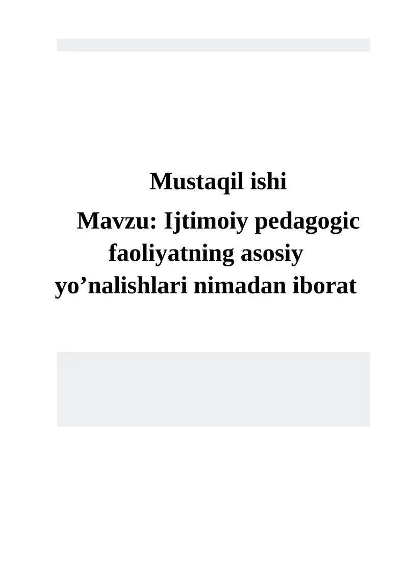 Ijtimoiy Pedagogika Faoliyati