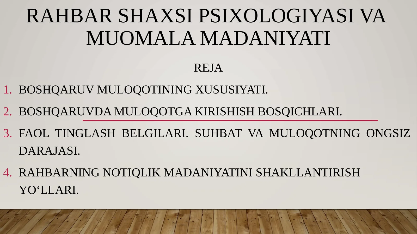 RAHBAR SHAXSI PSIXOLOGIYASI VA MUOMALA MADANIYATI
