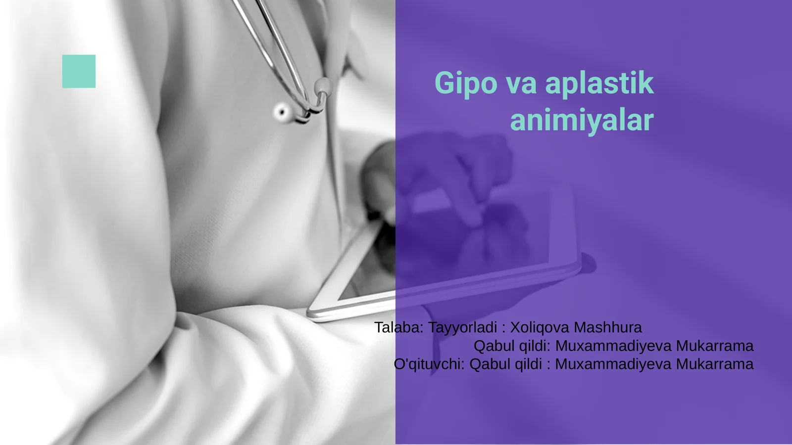Gipo va aplastik animiyalar