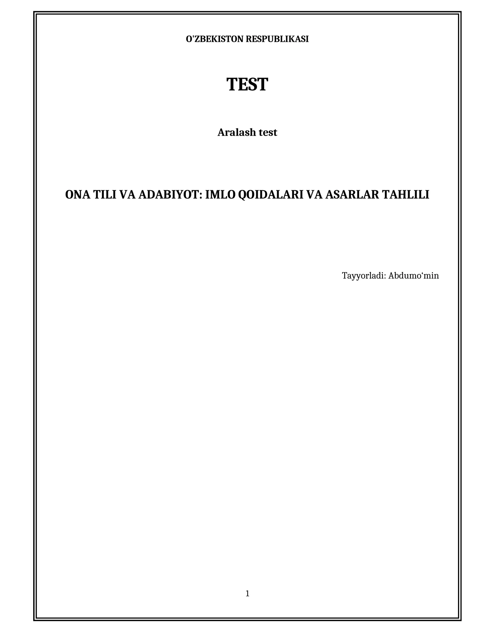 ONA TILI VA ADABIYOT: IMLO QOIDALARI VA ASARLAR TAHLILI